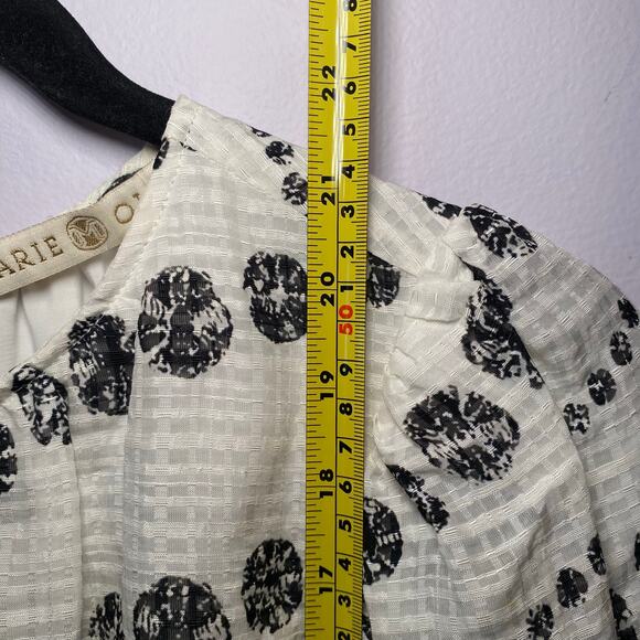 Marie Oliver Women's size XXS Harley White Black Linen Blend Puff Sleeve Blouse - Picture 10 of 11